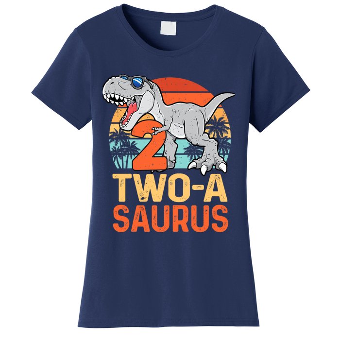 Two A Saurus Rex 2nd Birthday Dinosaur 2 Year Old Boy Women's T-Shirt