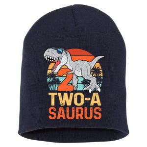 Two A Saurus Rex 2nd Birthday Dinosaur 2 Year Old Boy Short Acrylic Beanie