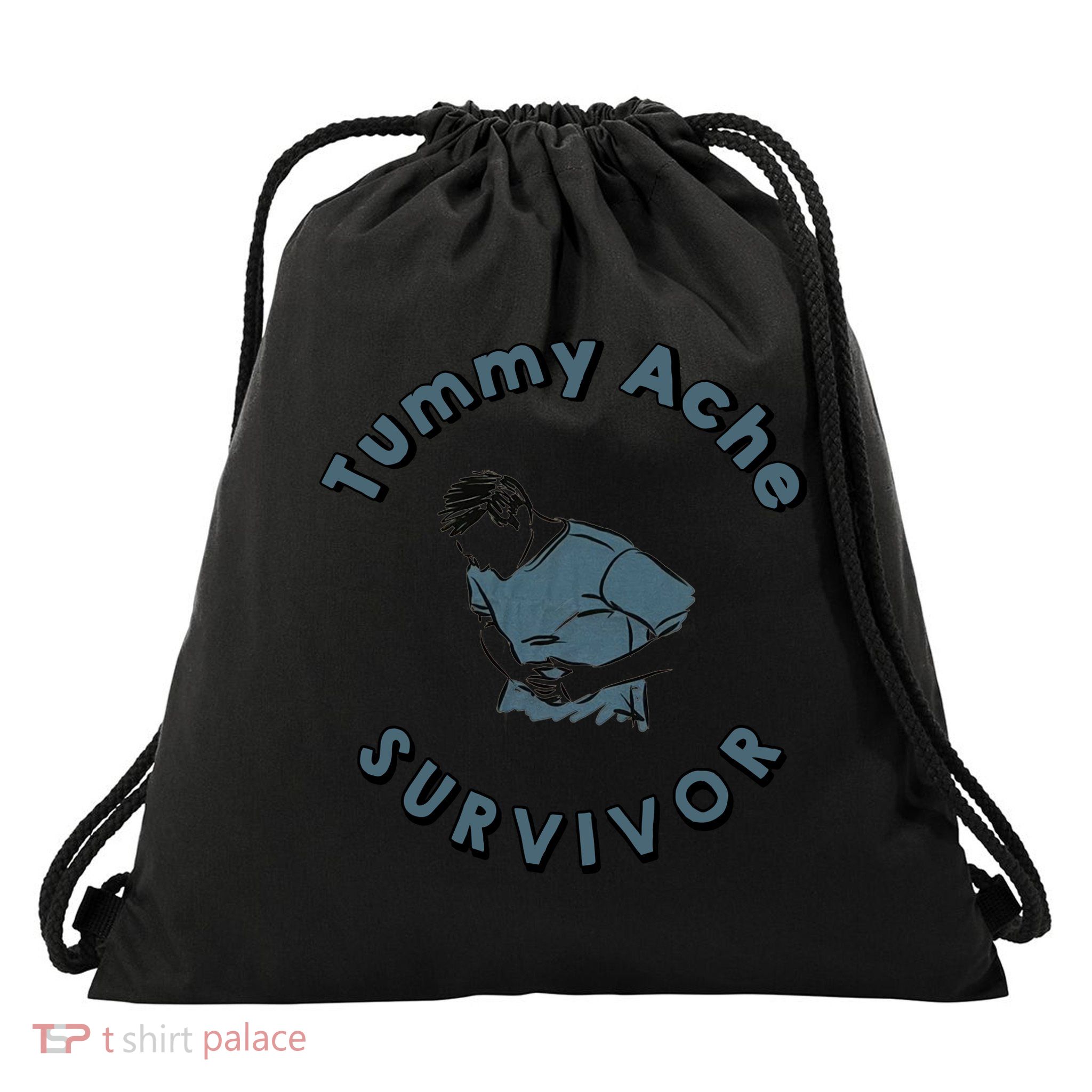 Tummy Ache Survivor Funny Tummy Ache Joke Drawstring Bag