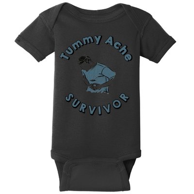 Tummy Ache Survivor Funny Tummy Ache Joke Baby Bodysuit