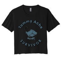 Tummy Ache Survivor Funny Tummy Ache Joke Women's Crop Top Tee