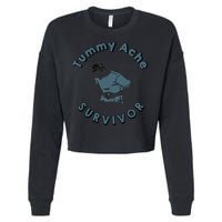 Tummy Ache Survivor Funny Tummy Ache Joke Cropped Pullover Crew