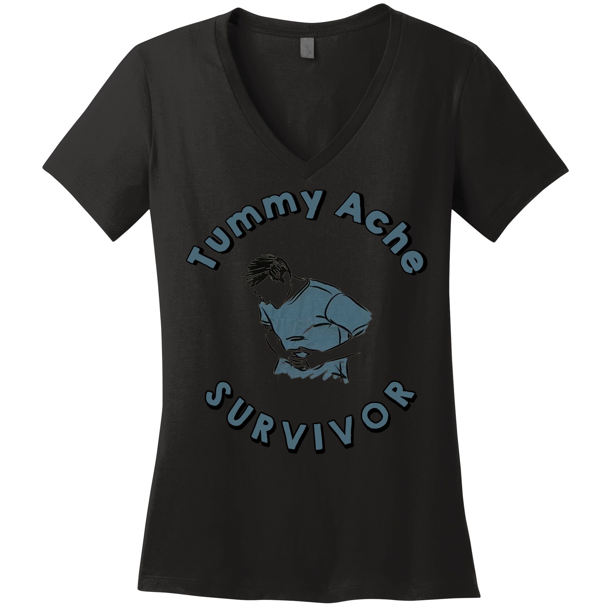 Tummy Ache Survivor Funny Tummy Ache Joke Women's V-Neck T-Shirt