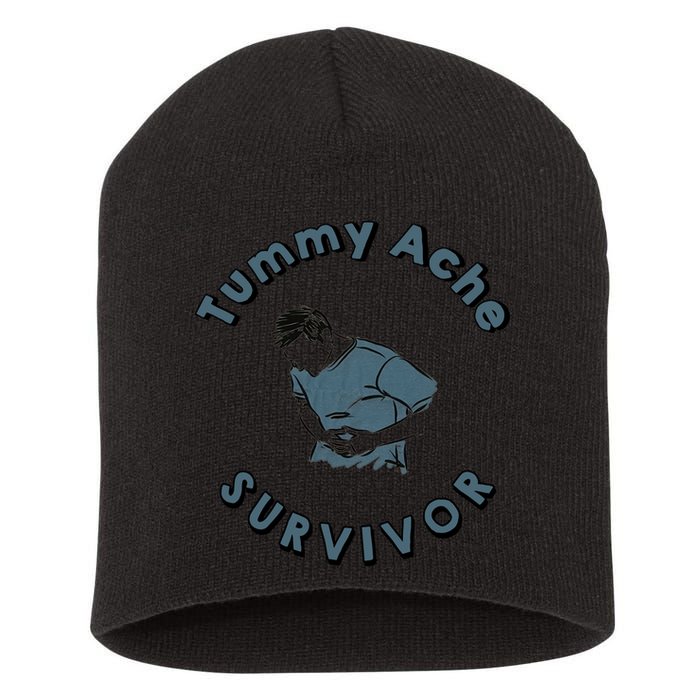 Tummy Ache Survivor Funny Tummy Ache Joke Short Acrylic Beanie