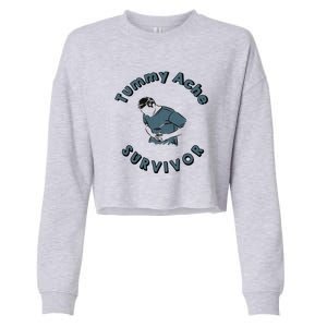 Tummy Ache Survivor Funny Tummy Ache Joke Cropped Pullover Crew