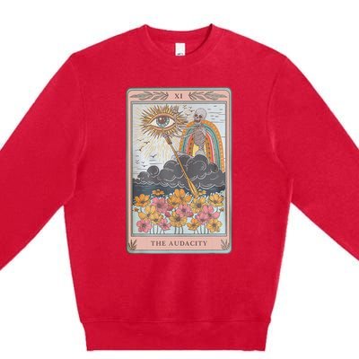 The Audacity Skeleton Tarot Card Sun Eye Aesthetic Premium Crewneck Sweatshirt