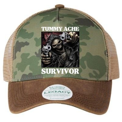Tummy Ache Survivor Funny Cool Edgy Hard Skeleton Meme Legacy Tie Dye Trucker Hat