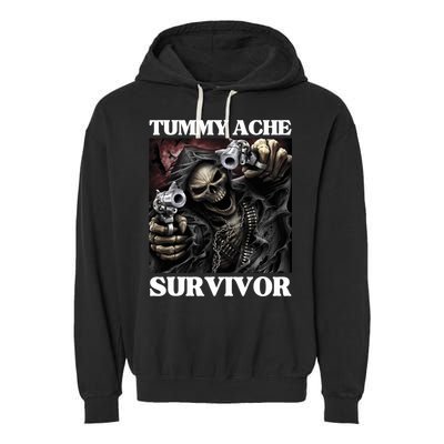 Tummy Ache Survivor Funny Cool Edgy Hard Skeleton Meme Garment-Dyed Fleece Hoodie