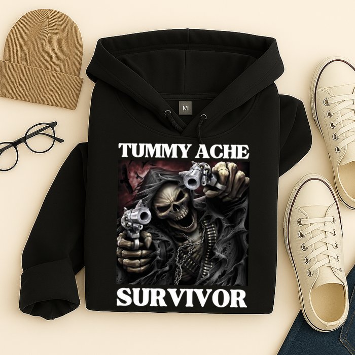 Tummy Ache Survivor Funny Cool Edgy Hard Skeleton Meme Hoodie
