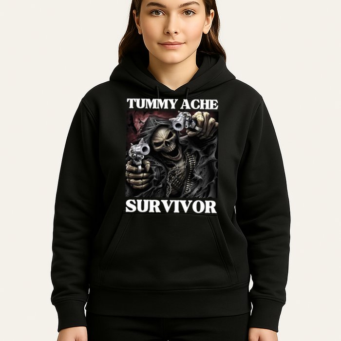 Tummy Ache Survivor Funny Cool Edgy Hard Skeleton Meme Hoodie