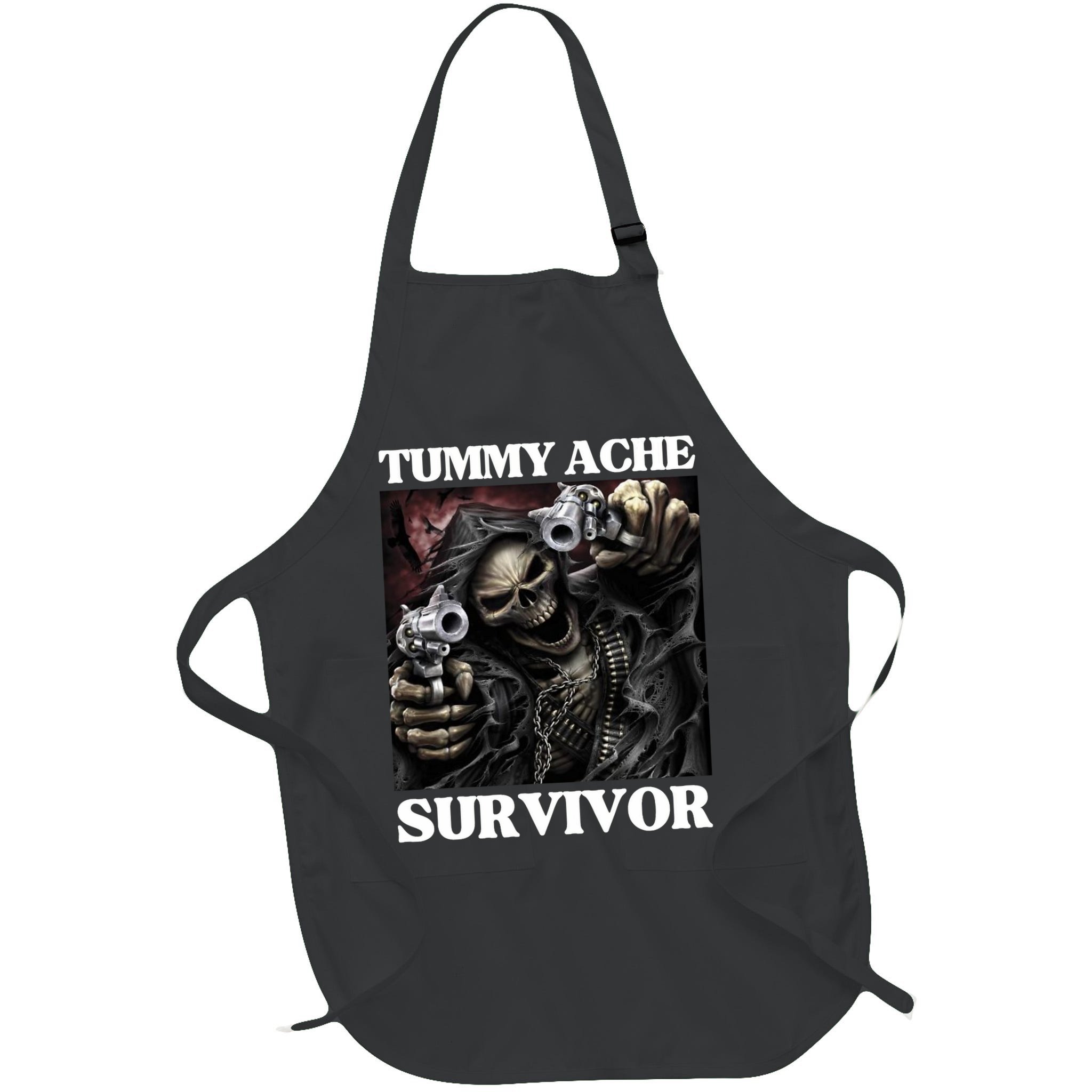 Tummy Ache Survivor Funny Cool Edgy Hard Skeleton Meme Apron