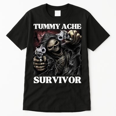 Tummy Ache Survivor Funny Cool Edgy Hard Skeleton Meme Tall T-Shirt
