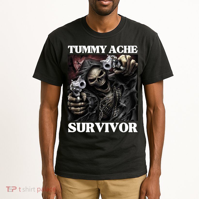 Tummy Ache Survivor Funny Cool Edgy Hard Skeleton Meme Tall T-Shirt