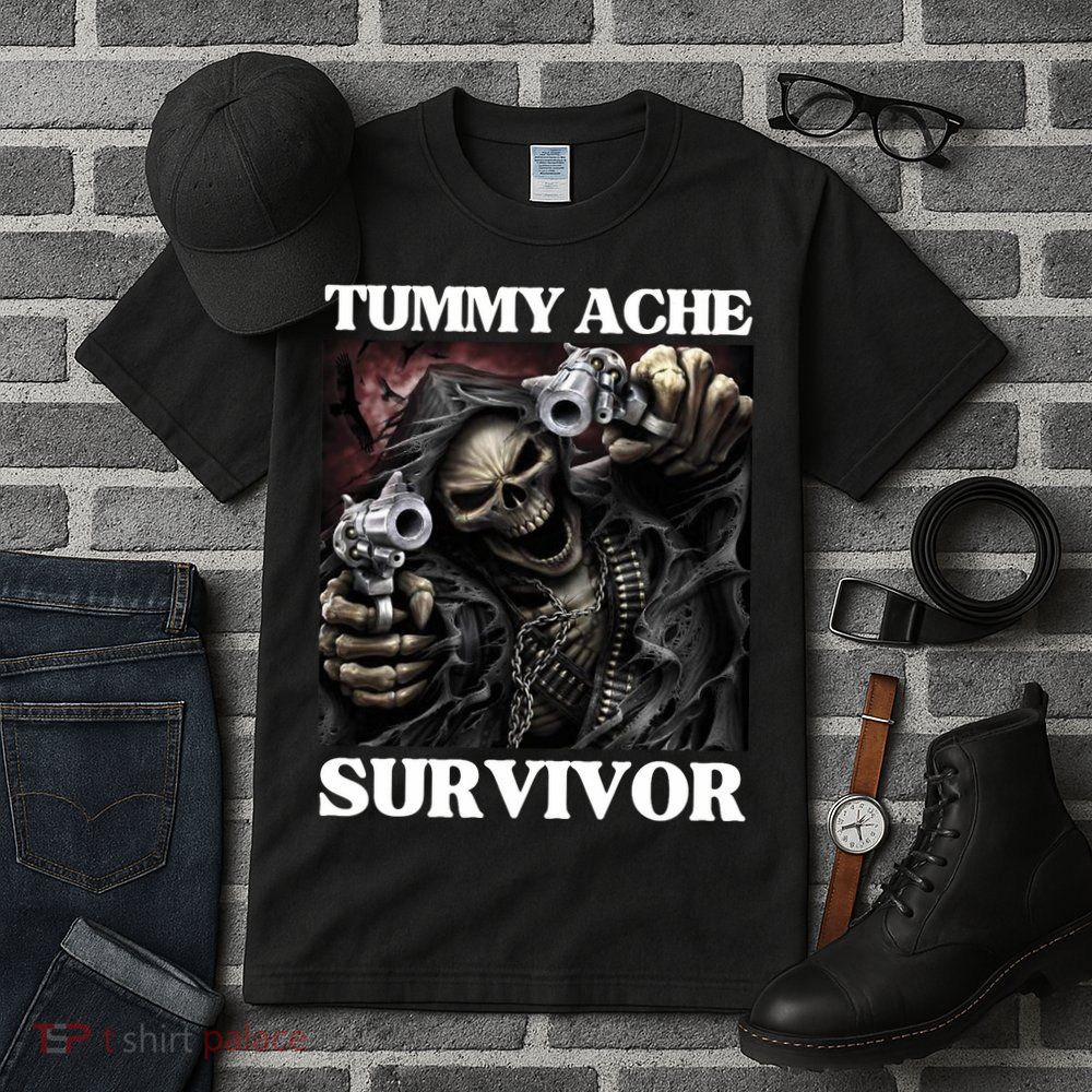 Tummy Ache Survivor Funny Cool Edgy Hard Skeleton Meme Tall T-Shirt