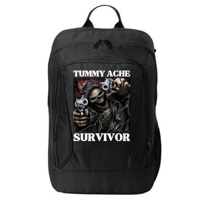 Tummy Ache Survivor Funny Cool Edgy Hard Skeleton Meme City Backpack