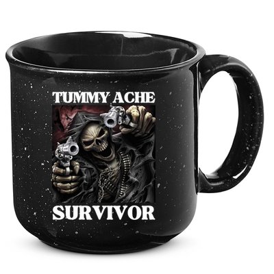 Tummy Ache Survivor Funny Cool Edgy Hard Skeleton Meme 15oz Campfire Ceramic Mug
