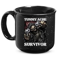 Tummy Ache Survivor Funny Cool Edgy Hard Skeleton Meme 15oz Campfire Ceramic Mug
