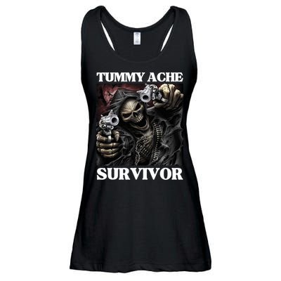 Tummy Ache Survivor Funny Cool Edgy Hard Skeleton Meme Ladies Essential Flowy Tank