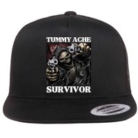 Tummy Ache Survivor Funny Cool Edgy Hard Skeleton Meme Flat Bill Trucker Hat