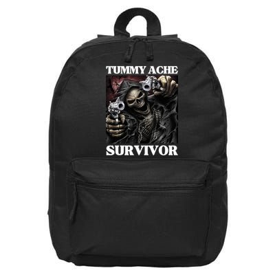 Tummy Ache Survivor Funny Cool Edgy Hard Skeleton Meme 16 in Basic Backpack
