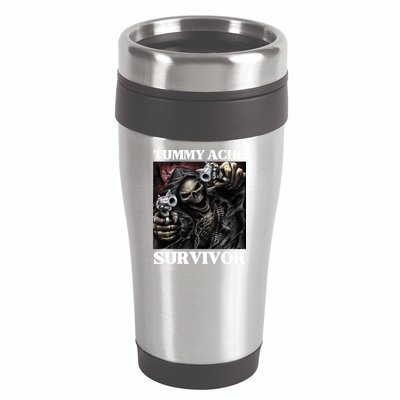 Tummy Ache Survivor Funny Cool Edgy Hard Skeleton Meme 16oz Travel Tumbler
