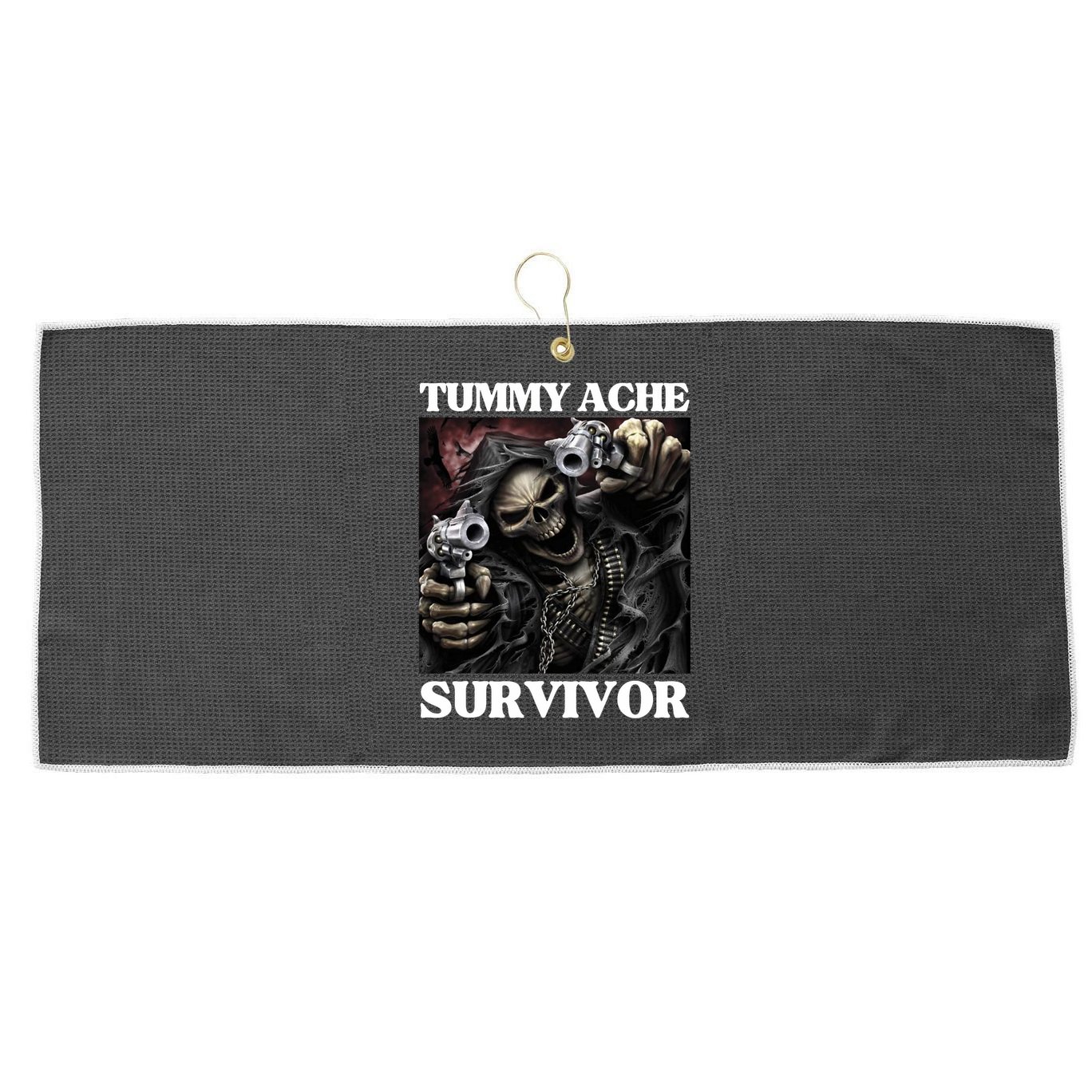 Tummy Ache Survivor Funny Cool Edgy Hard Skeleton Meme Large Microfiber Waffle Golf Towel