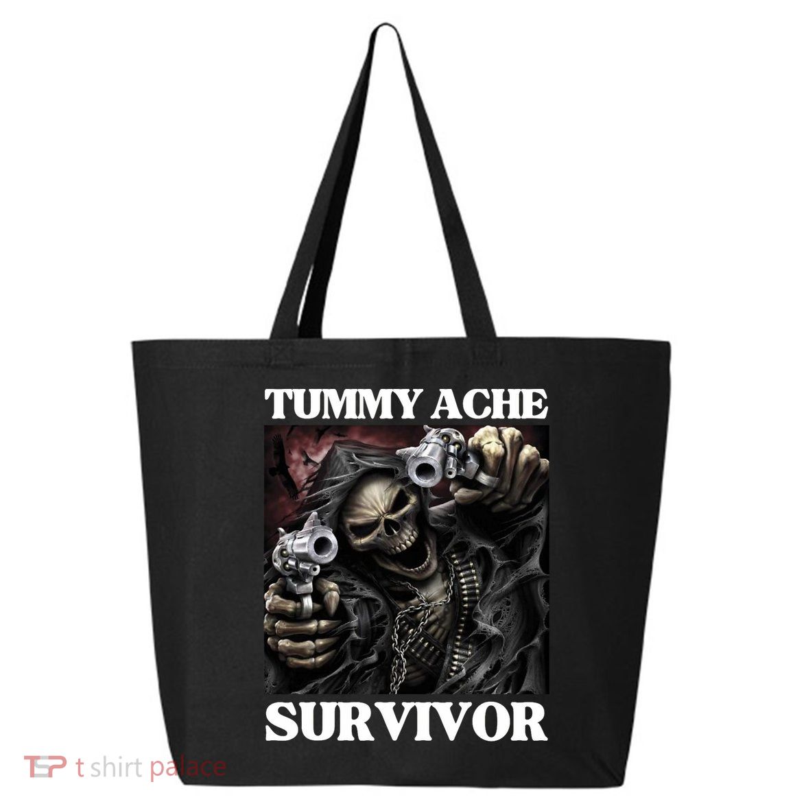 Tummy Ache Survivor Funny Cool Edgy Hard Skeleton Meme 25L Jumbo Tote