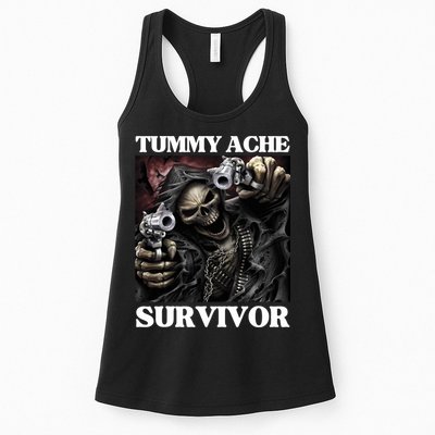 Tummy Ache Survivor Funny Cool Edgy Hard Skeleton Meme Womens Tank Top