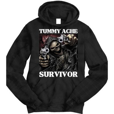 Tummy Ache Survivor Funny Cool Edgy Hard Skeleton Meme Tie Dye Hoodie