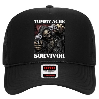 Tummy Ache Survivor Funny Cool Edgy Hard Skeleton Meme Trucker Hat