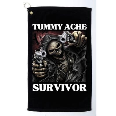 Tummy Ache Survivor Funny Cool Edgy Hard Skeleton Meme Golf Towel