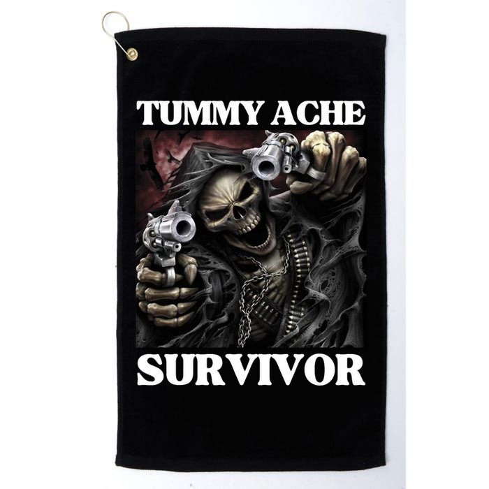 Tummy Ache Survivor Funny Cool Edgy Hard Skeleton Meme Golf Towel