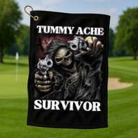 Tummy Ache Survivor Funny Cool Edgy Hard Skeleton Meme Golf Towel