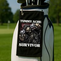 Tummy Ache Survivor Funny Cool Edgy Hard Skeleton Meme Golf Towel