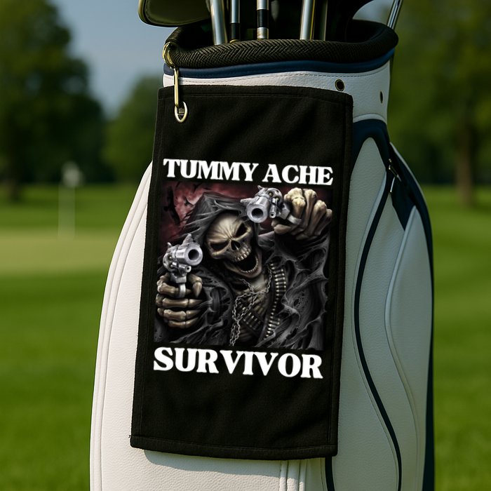 Tummy Ache Survivor Funny Cool Edgy Hard Skeleton Meme Golf Towel
