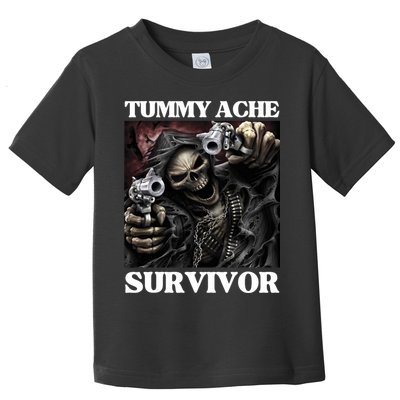 Tummy Ache Survivor Funny Cool Edgy Hard Skeleton Meme Toddler T-Shirt
