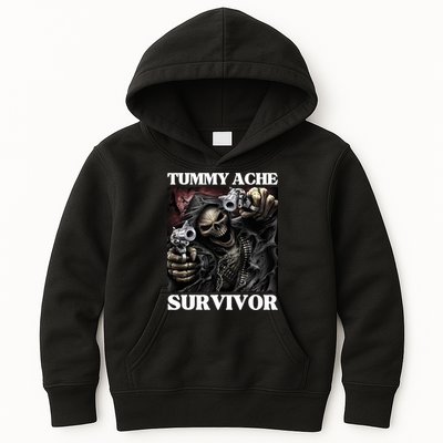 Tummy Ache Survivor Funny Cool Edgy Hard Skeleton Meme Kids Hoodie