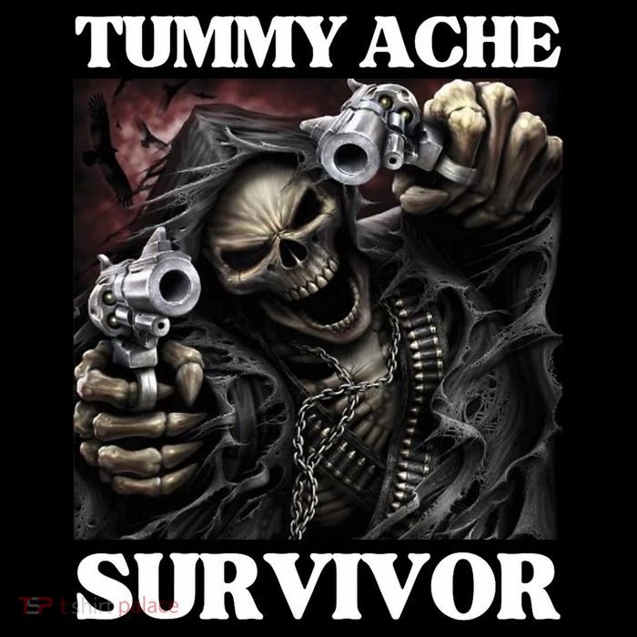 Tummy Ache Survivor Funny Cool Edgy Hard Skeleton Meme Short Acrylic Beanie