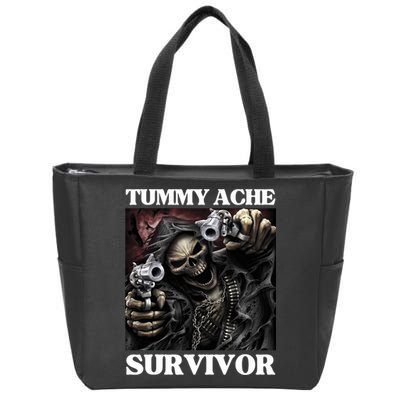 Tummy Ache Survivor Funny Cool Edgy Hard Skeleton Meme Zip Tote Bag