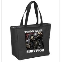 Tummy Ache Survivor Funny Cool Edgy Hard Skeleton Meme Zip Tote Bag