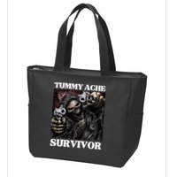 Tummy Ache Survivor Funny Cool Edgy Hard Skeleton Meme Zip Tote Bag