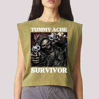 Tummy Ache Survivor Funny Cool Edgy Hard Skeleton Meme Garment-Dyed Women's Muscle Tee