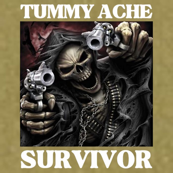 Tummy Ache Survivor Funny Cool Edgy Hard Skeleton Meme Garment-Dyed Women's Muscle Tee
