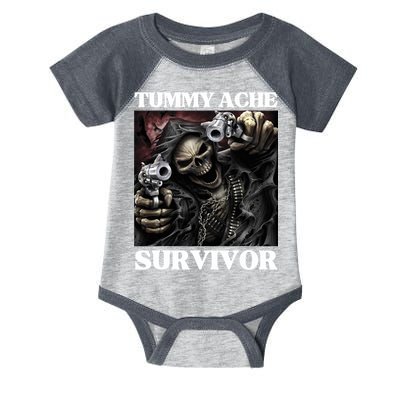 Tummy Ache Survivor Funny Cool Edgy Hard Skeleton Meme Infant Baby Jersey Bodysuit