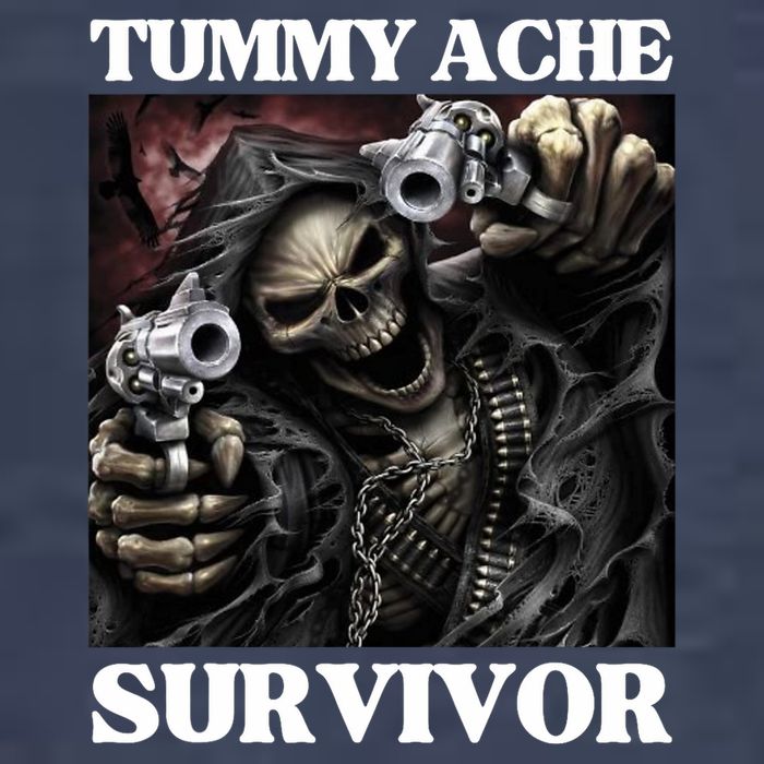 Tummy Ache Survivor Funny Cool Edgy Hard Skeleton Meme Sweatshirt