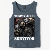 Tummy Ache Survivor Funny Cool Edgy Hard Skeleton Meme Tank Top