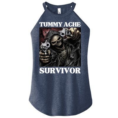 Tummy Ache Survivor Funny Cool Edgy Hard Skeleton Meme Women's Perfect Tri Rocker Tank