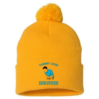 Tummy Ache Survivor Pom Pom 12in Knit Beanie