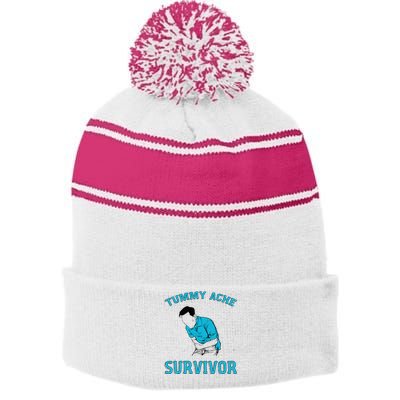 Tummy Ache Survivor Stripe Pom Pom Beanie