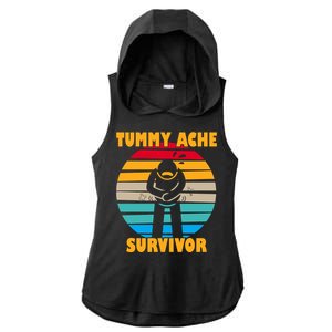 Tummy Ache Survivor Funny Retro Ladies PosiCharge Tri-Blend Wicking Draft Hoodie Tank